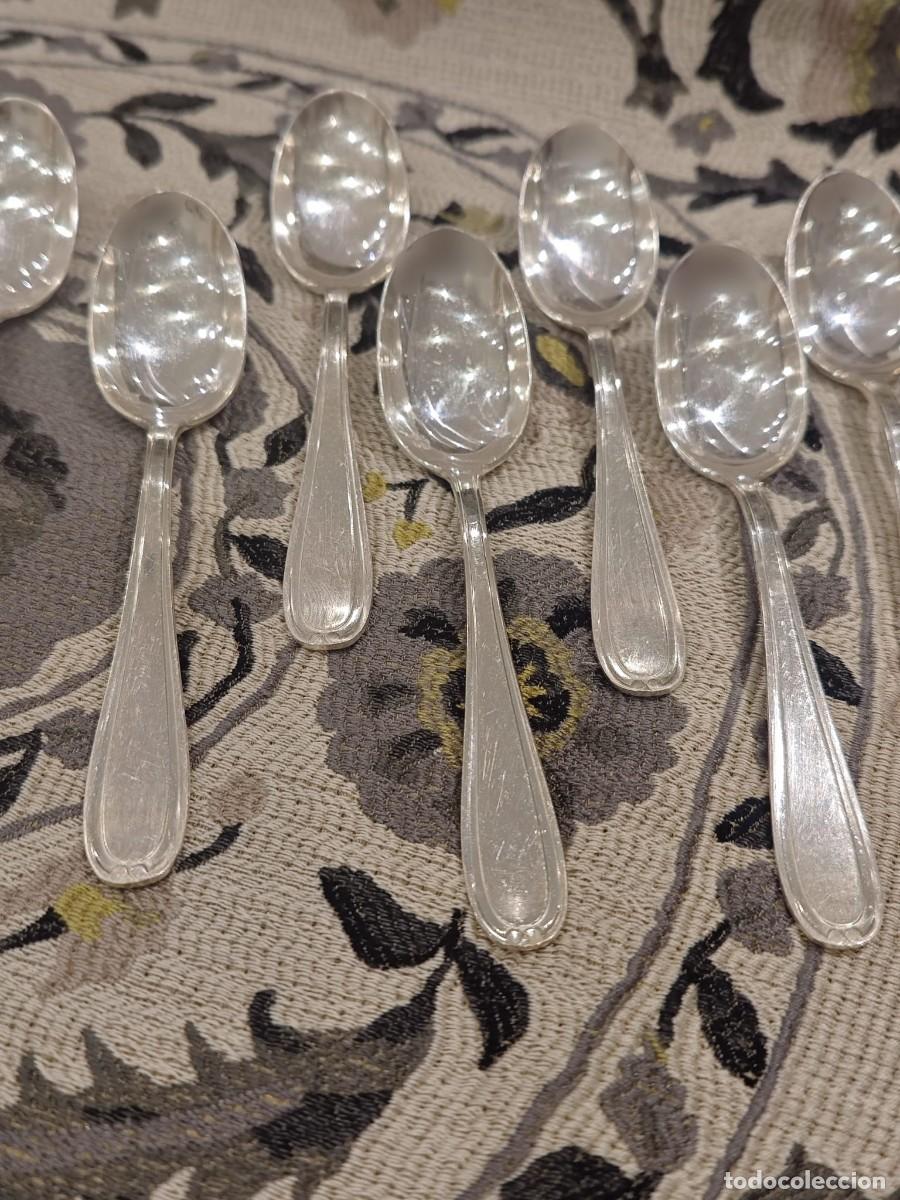 Antig&uuml;edades: 12 cucharas postre / cucharitas ba&ntilde;o plata - Foto 1