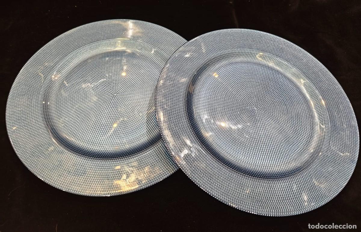 Antig&uuml;edades: 11 bajoplatos azules en vidrio - Foto 3