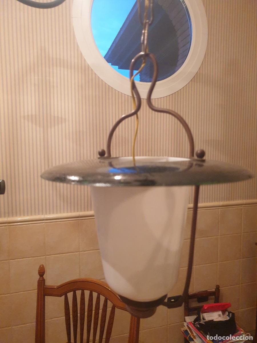 Antig&uuml;edades: LAMPARA DE BARCO TIPO PLATILLO OPAL OPALINA 24 cms di&aacute;metro 50 cms de largo - Foto 2