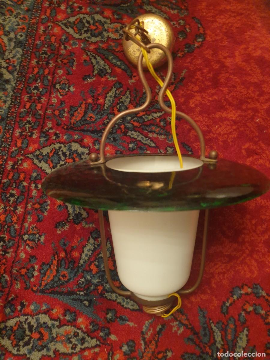 Antig&uuml;edades: LAMPARA DE BARCO TIPO PLATILLO OPAL OPALINA 24 cms di&aacute;metro 50 cms de largo - Foto 5