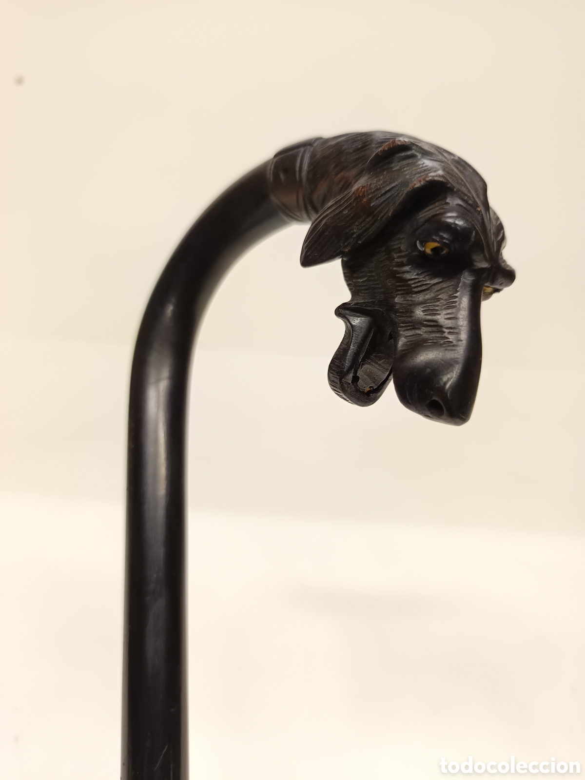 Antig&uuml;edades: Bast&oacute;n &eacute;bano cabeza de perro - Foto 3