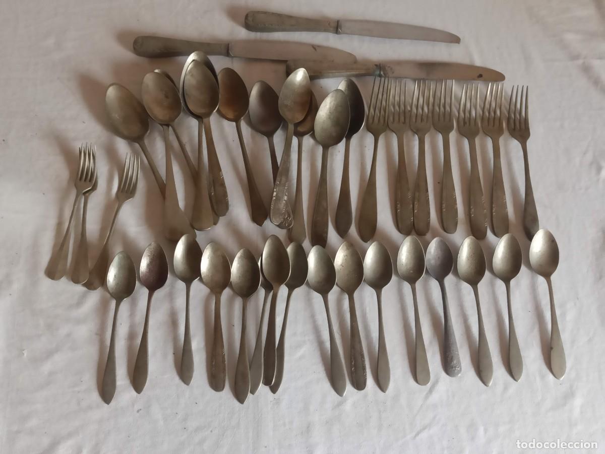 Antig&uuml;edades: Lote 40 cubiertos de alpaca - Foto 1