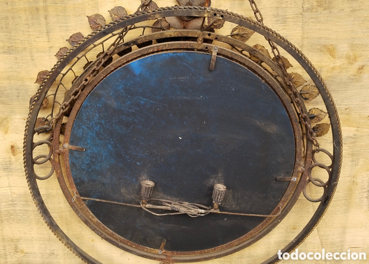 Antig&uuml;edades: Antiguo espejo redondo de forja - Foto 6