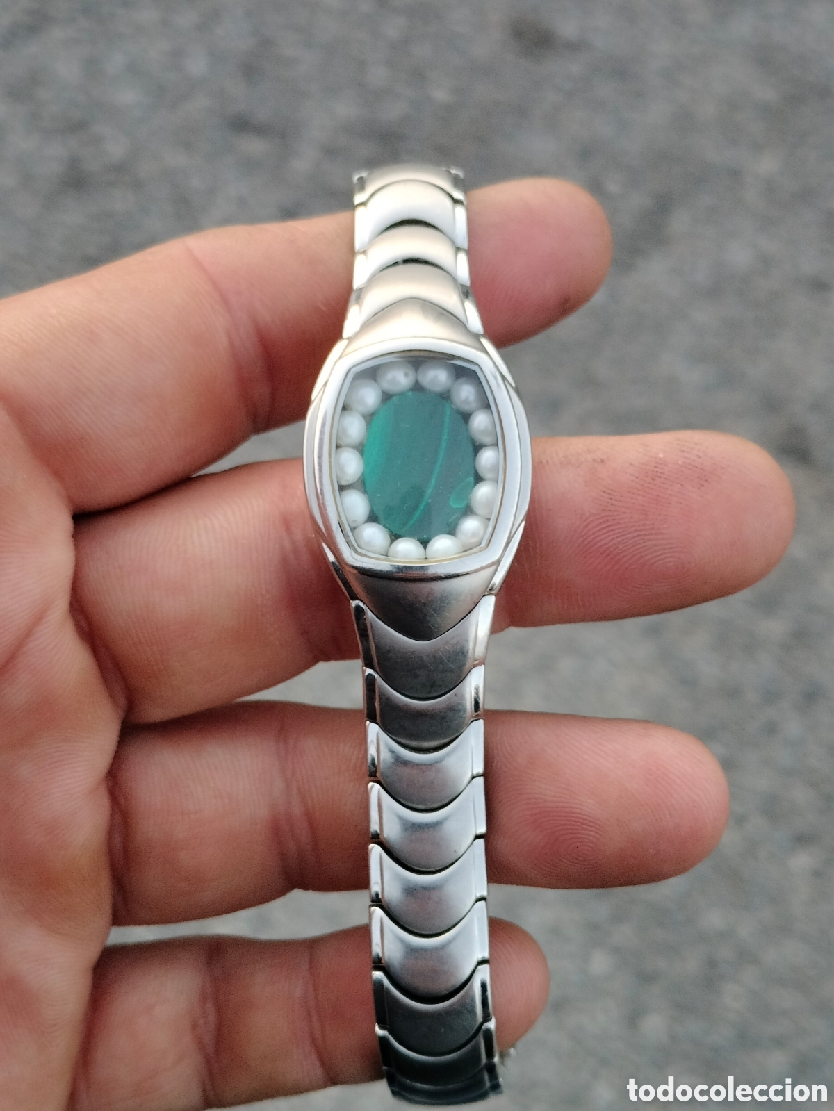 Antig&uuml;edades: Raro reloj viceroy original con perla y malaquita. Le falta corona