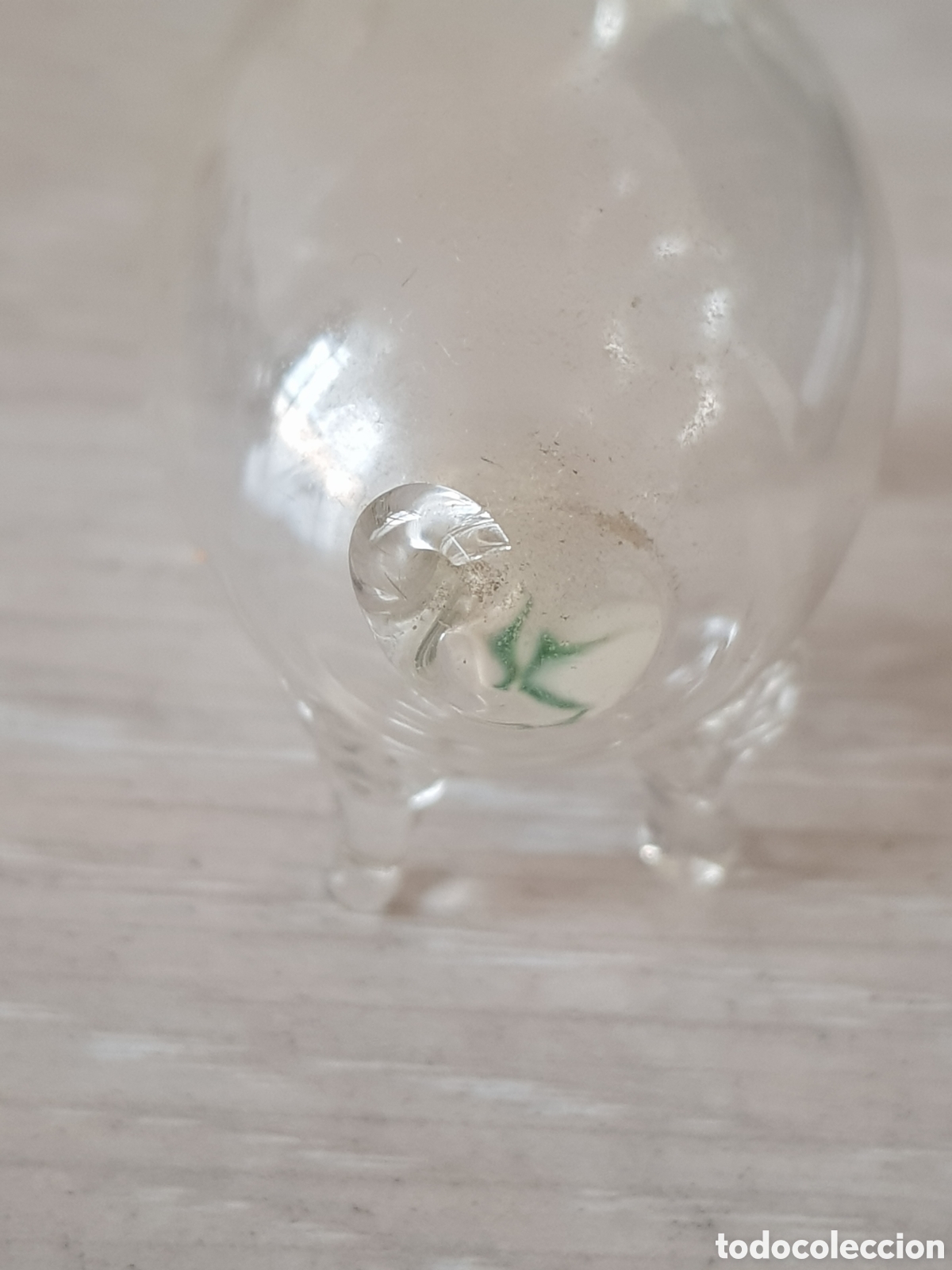 Antig&uuml;edades: Cerdo de cristal con dado en el interior - Foto 3