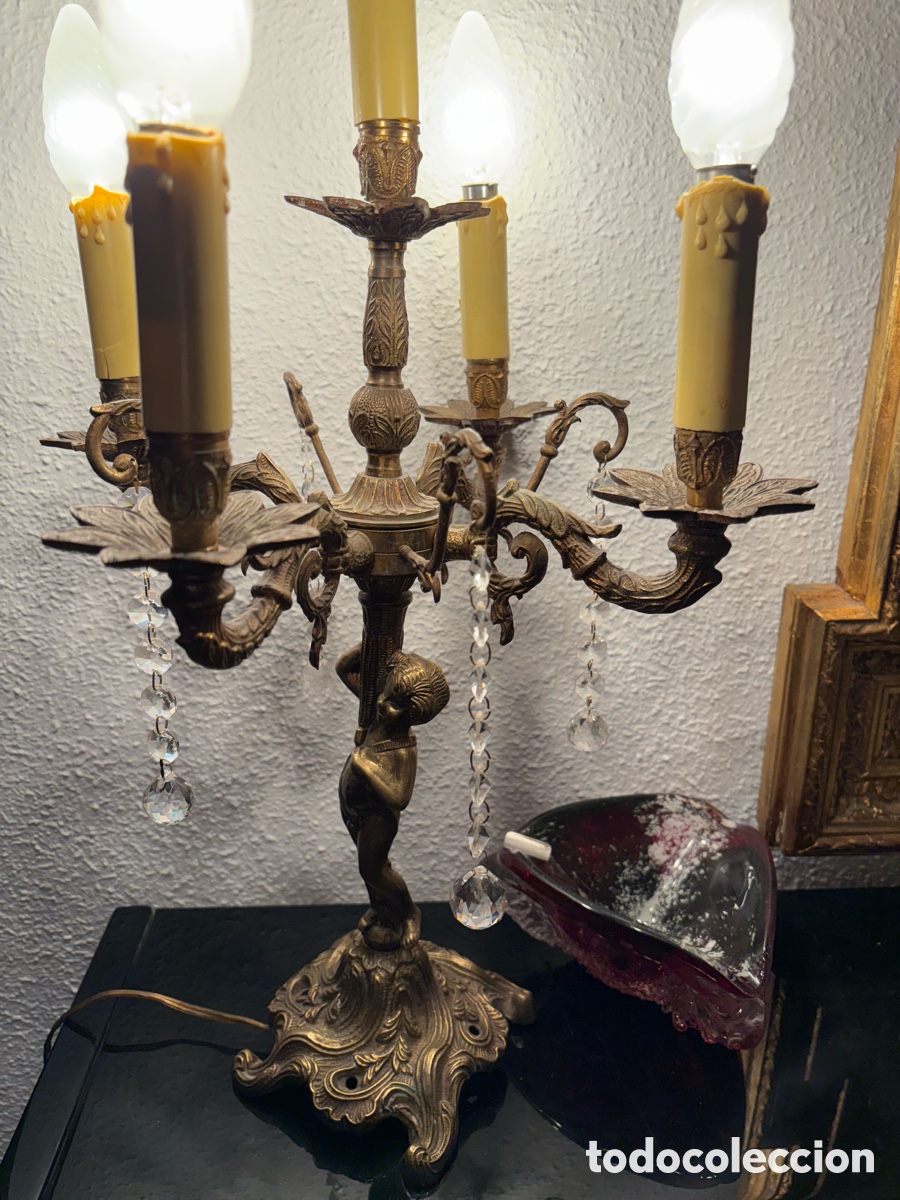 Antig&uuml;edades: L&Aacute;MPARA DE MESA ANTIGUA - Foto 7