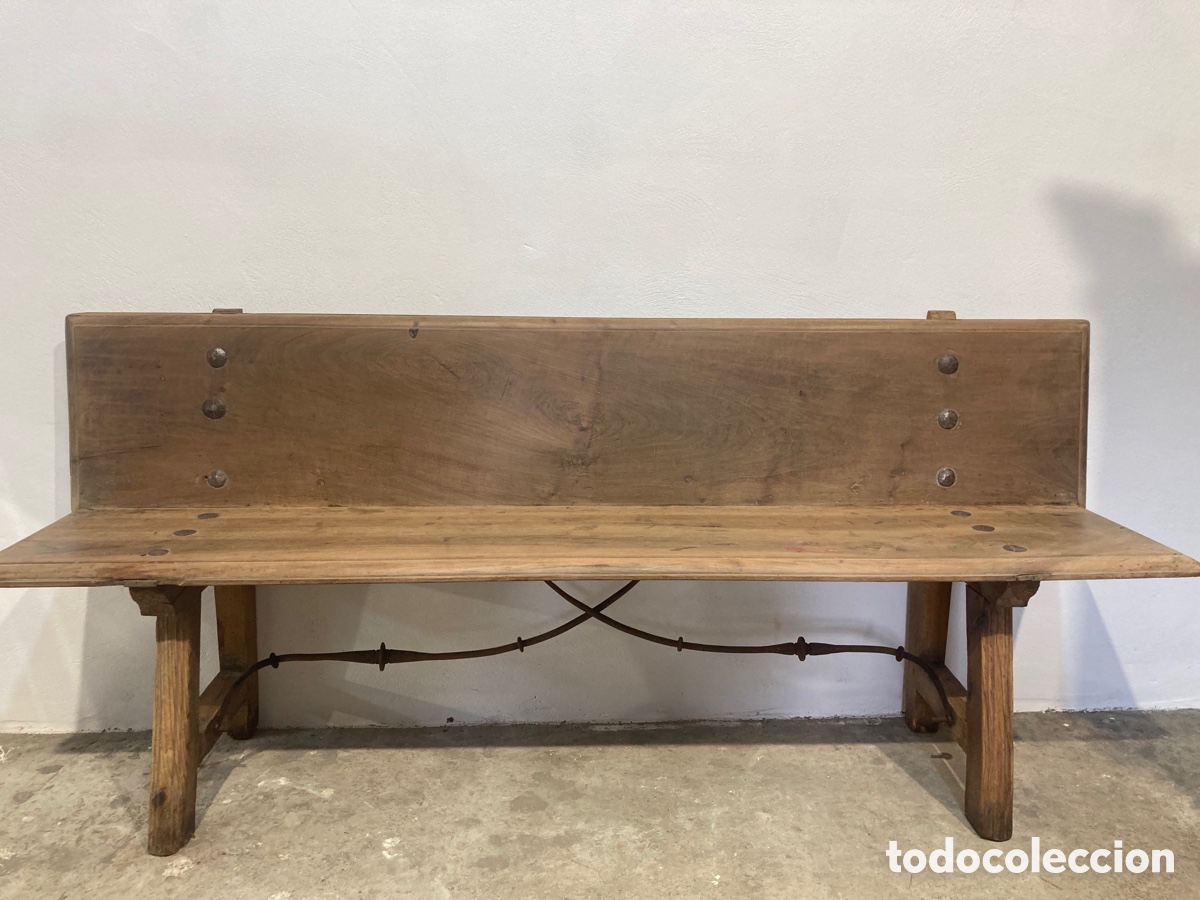 Antig&uuml;edades: Antiguo banco de nogal - Foto 1
