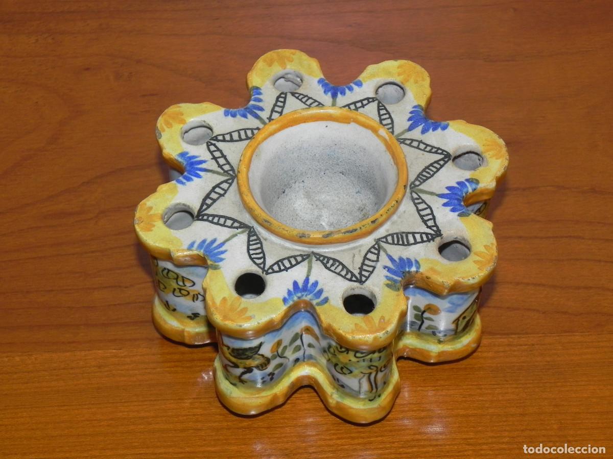 Antig&uuml;edades: ** TINTERO EN CERAMICA POLICROMADA DE TALAVERA ** - Foto 7