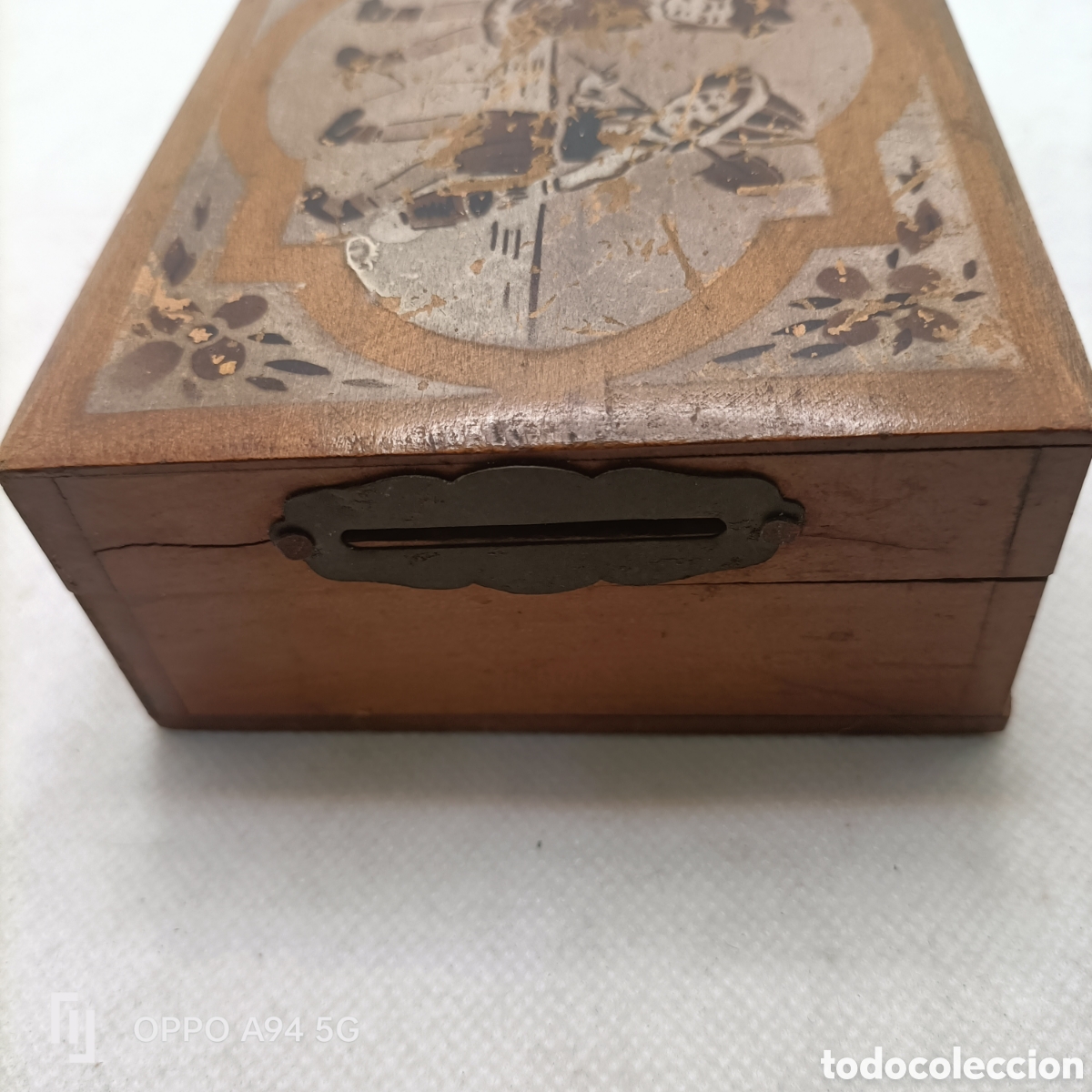 Antig&uuml;edades: Caja de Madera Antigua Pintada a Mano - Foto 3