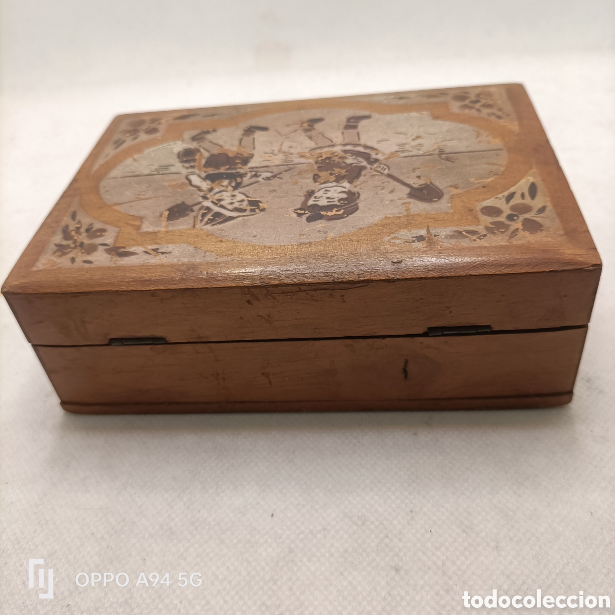 Antig&uuml;edades: Caja de Madera Antigua Pintada a Mano - Foto 4