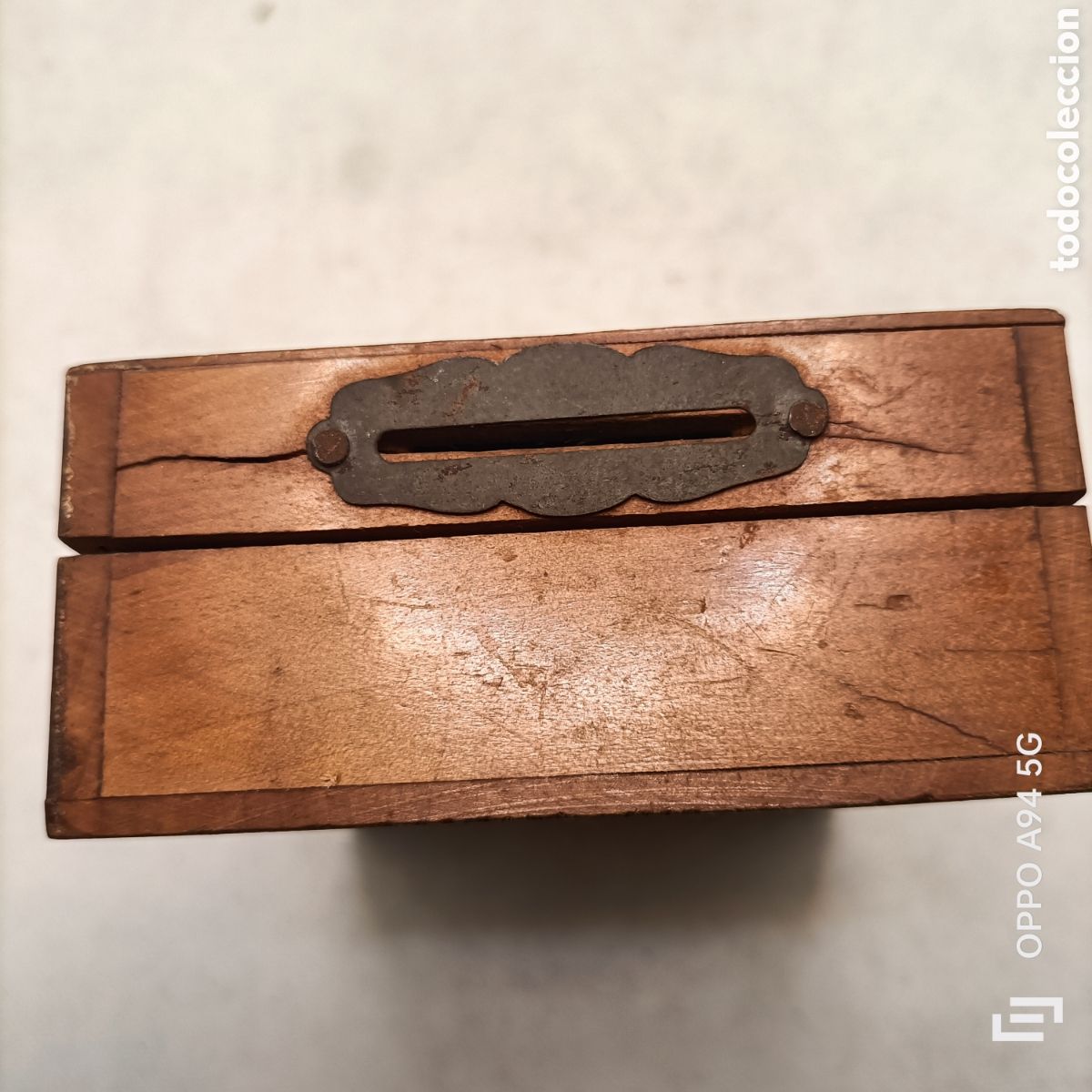 Antig&uuml;edades: Caja de Madera Antigua Pintada a Mano - Foto 6