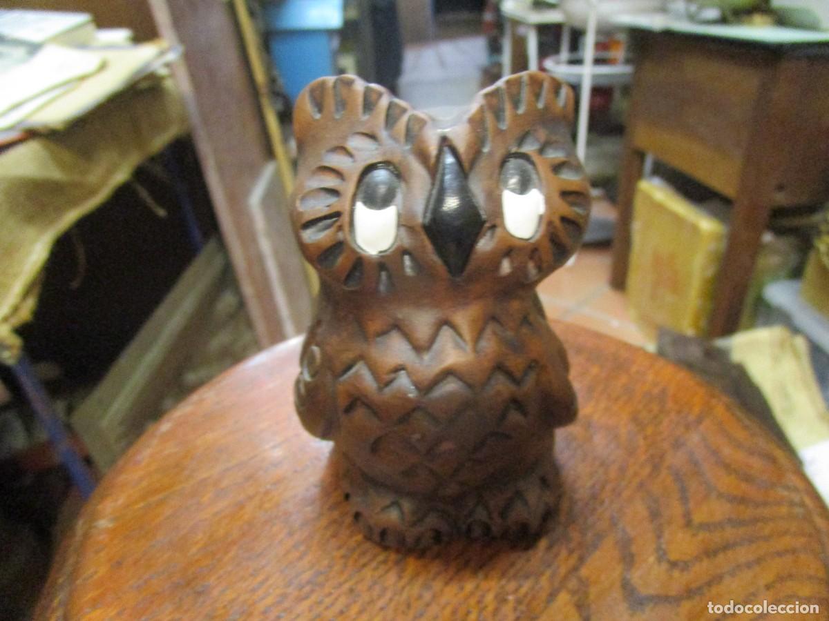 Antig&uuml;edades: BUHO BARRO POLICROMADO - 10X8X7 CM, 300gr, EXCELENTE CONSERVACION, PROCEDE DE COLECCIONISTA.