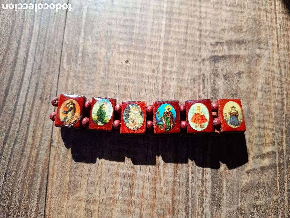 Antig&uuml;edades: PULSERA DE MADERA RELIGIOSA - Foto 1