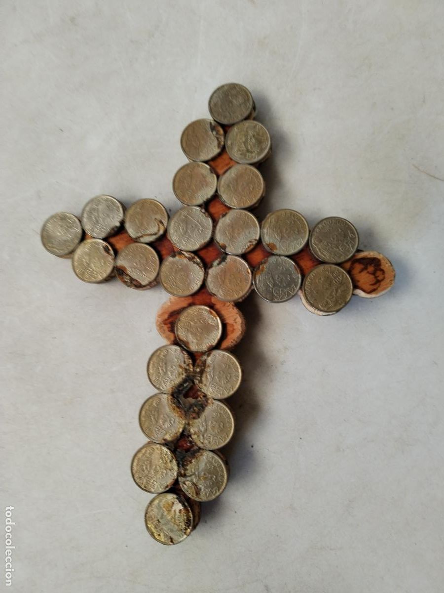 Antig&uuml;edades: CRUZ CON JHS DE MONEDAS - Foto 2