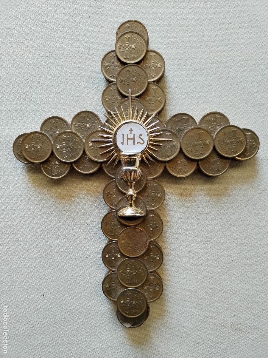 Antig&uuml;edades: CRUZ CON JHS DE MONEDAS - Foto 4