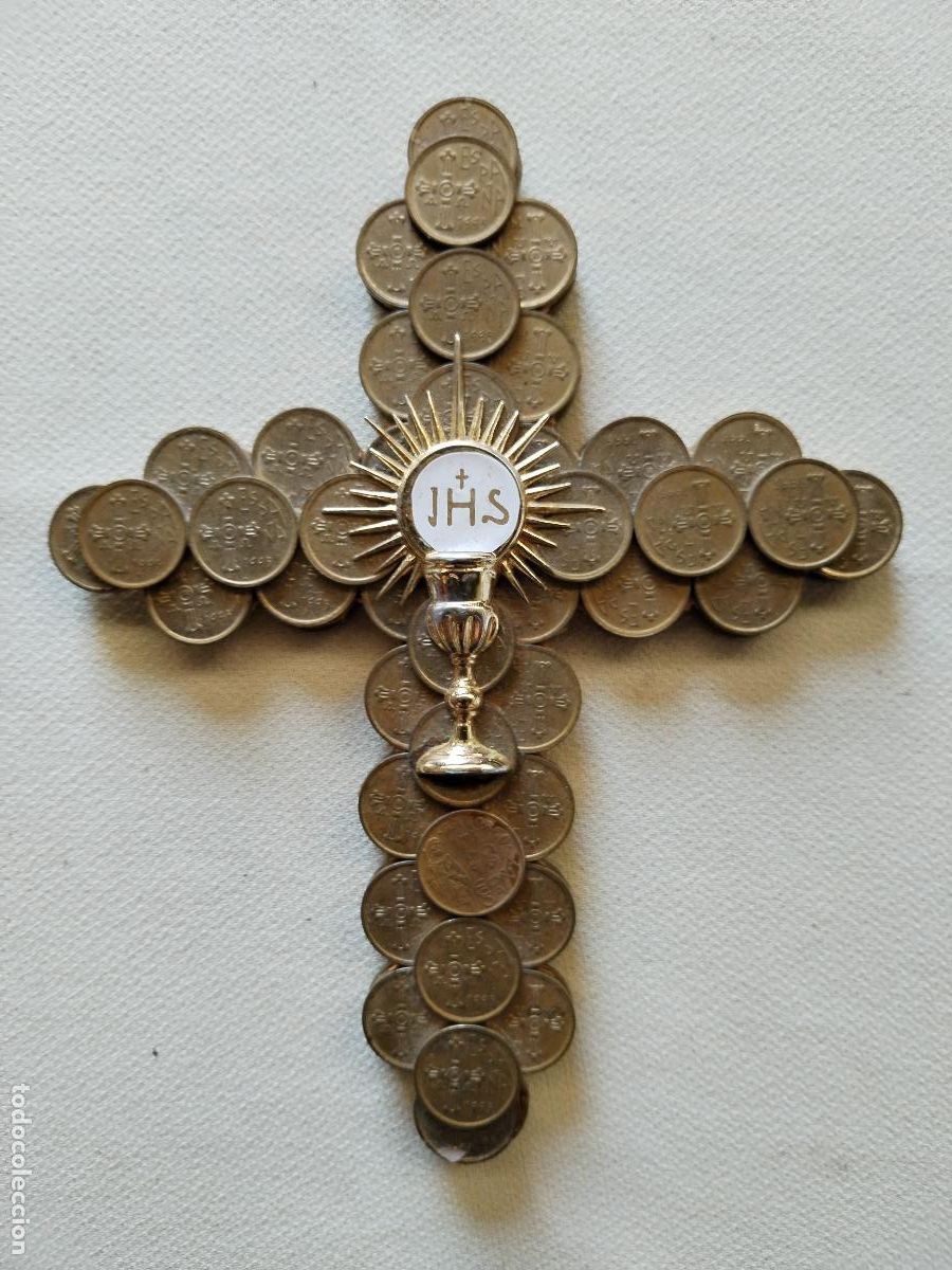 Antig&uuml;edades: CRUZ CON JHS DE MONEDAS - Foto 1