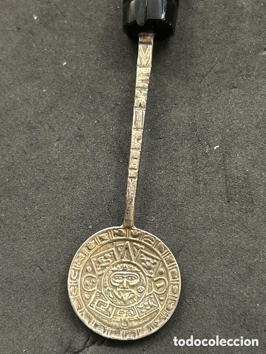 Antig&uuml;edades: Cuchara de plata y &oacute;nix M&eacute;xico con punz&oacute;n - Foto 2