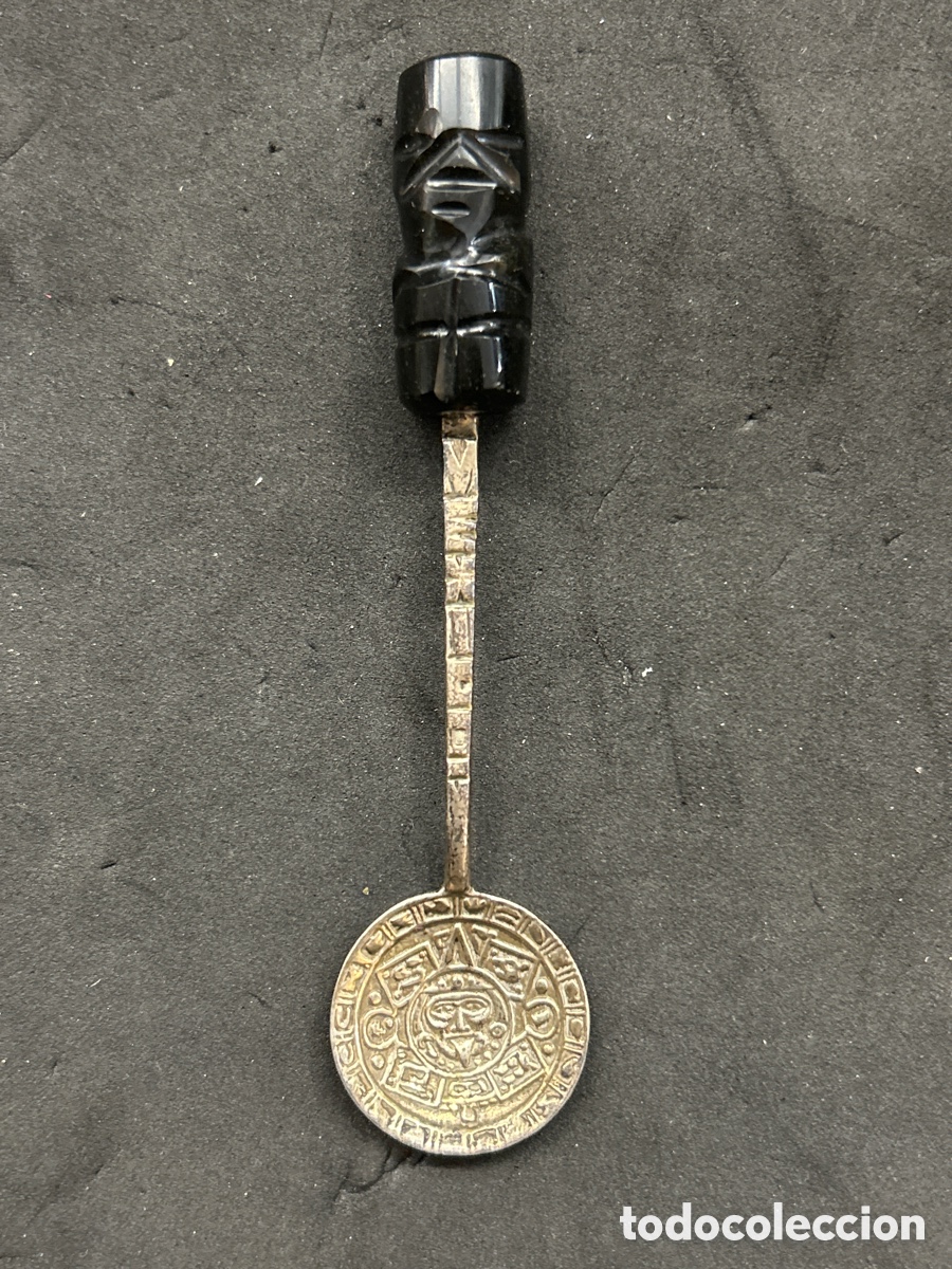 Antig&uuml;edades: Cuchara de plata y &oacute;nix M&eacute;xico con punz&oacute;n - Foto 1