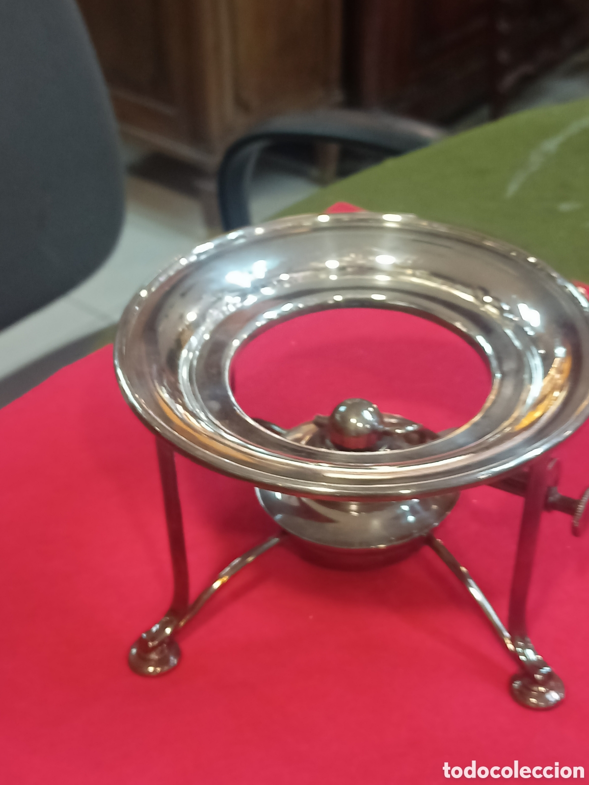 Antig&uuml;edades: Samobar en metal plateado, con sello en su base. REF-2039 - Foto 5