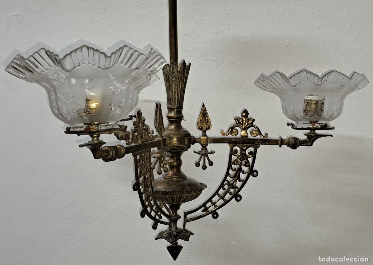 Antig&uuml;edades: ANTIGUA L&Aacute;MPARA DE GAS EN BRONCE - Foto 3
