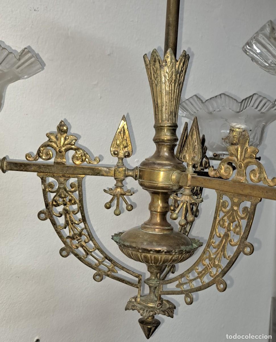 Antig&uuml;edades: ANTIGUA L&Aacute;MPARA DE GAS EN BRONCE - Foto 4