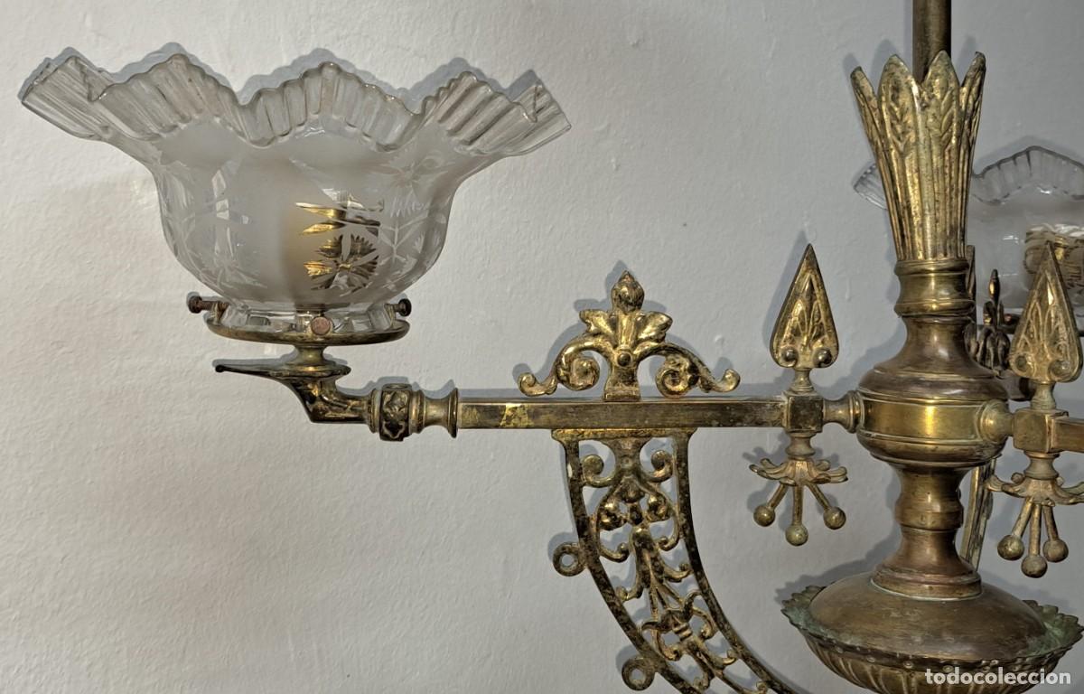 Antig&uuml;edades: ANTIGUA L&Aacute;MPARA DE GAS EN BRONCE - Foto 5
