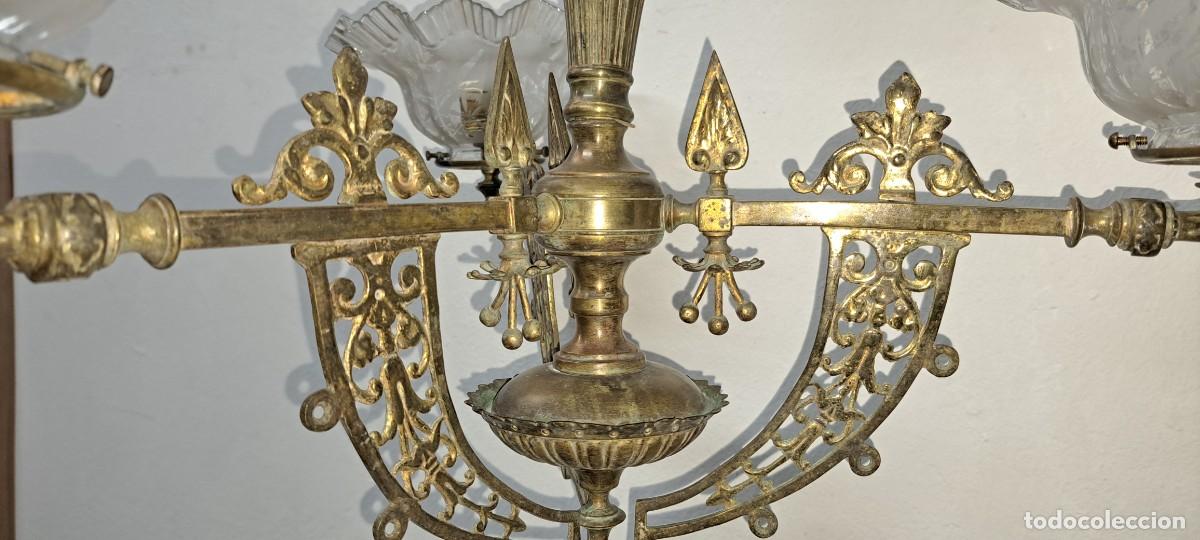 Antig&uuml;edades: ANTIGUA L&Aacute;MPARA DE GAS EN BRONCE - Foto 8