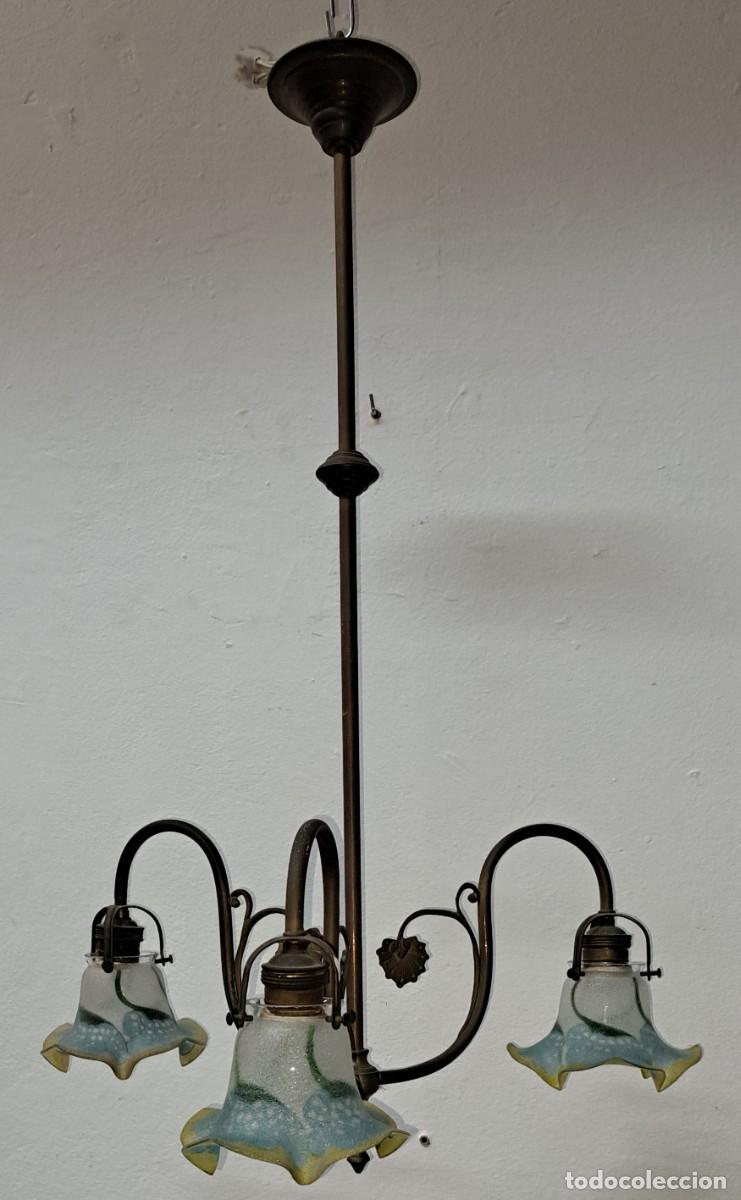 Antig&uuml;edades: L&Aacute;MPARA MODERNISTA EN BRONCE - Foto 2