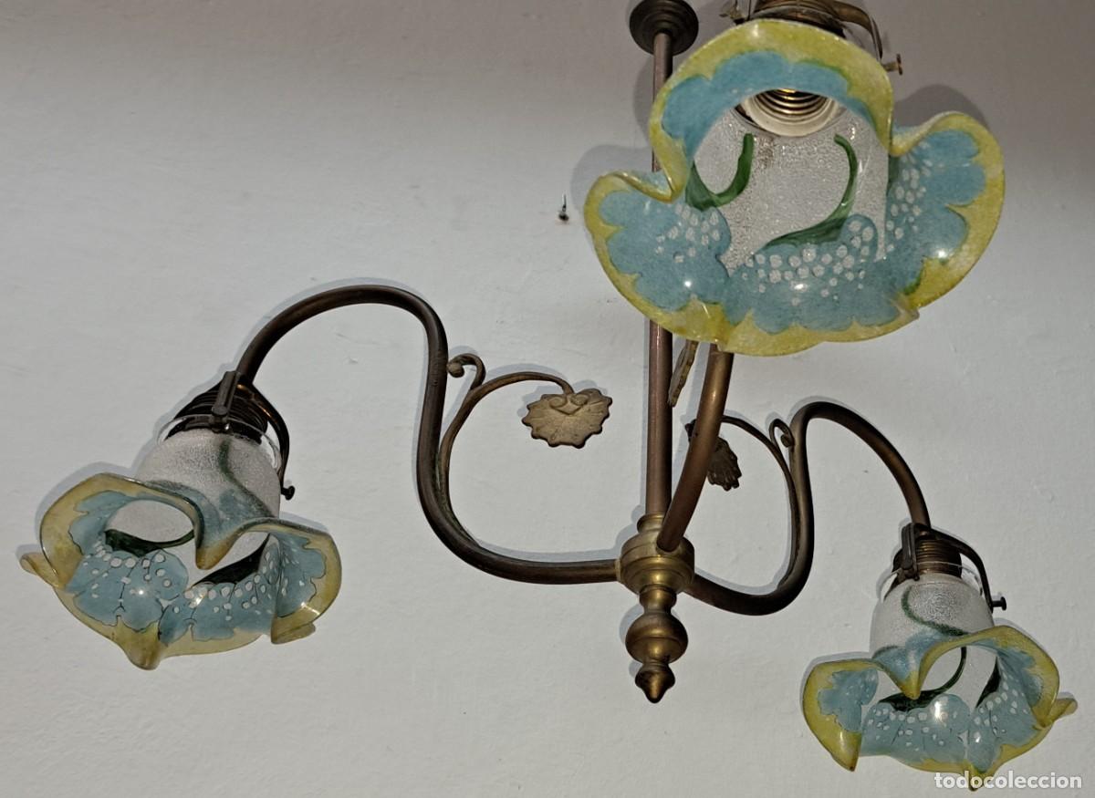 Antig&uuml;edades: L&Aacute;MPARA MODERNISTA EN BRONCE - Foto 8