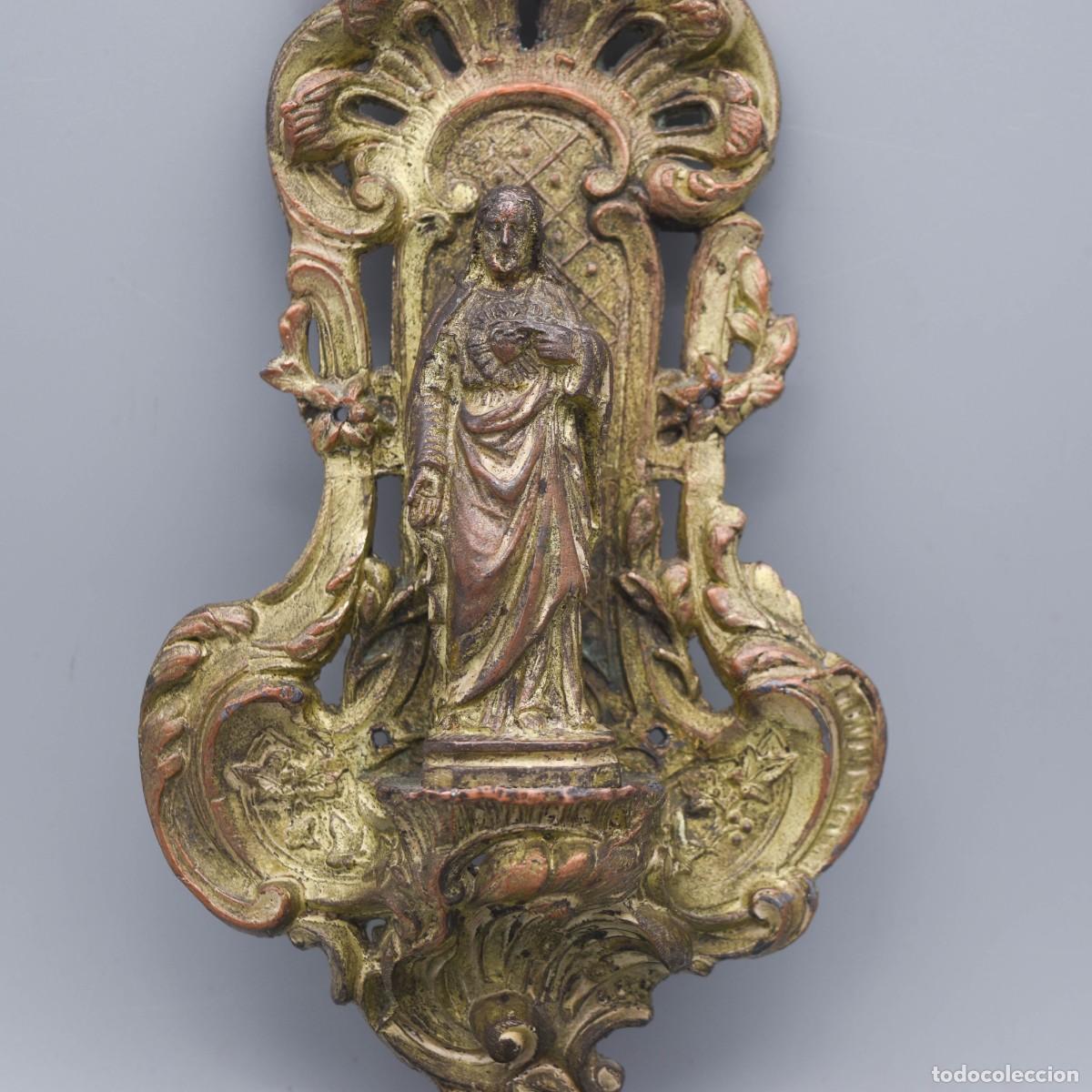 Antig&uuml;edades: Benditera de bronce / aleaci&oacute;n - S XIX - Foto 2