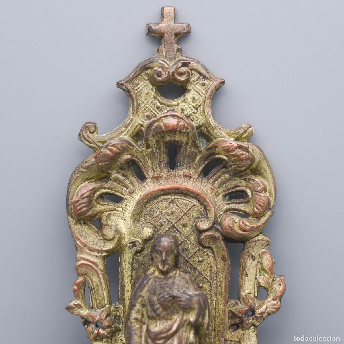 Antig&uuml;edades: Benditera de bronce / aleaci&oacute;n - S XIX - Foto 3