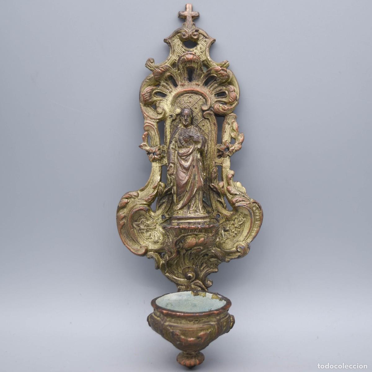 Antig&uuml;edades: Benditera de bronce / aleaci&oacute;n - S XIX - Foto 6