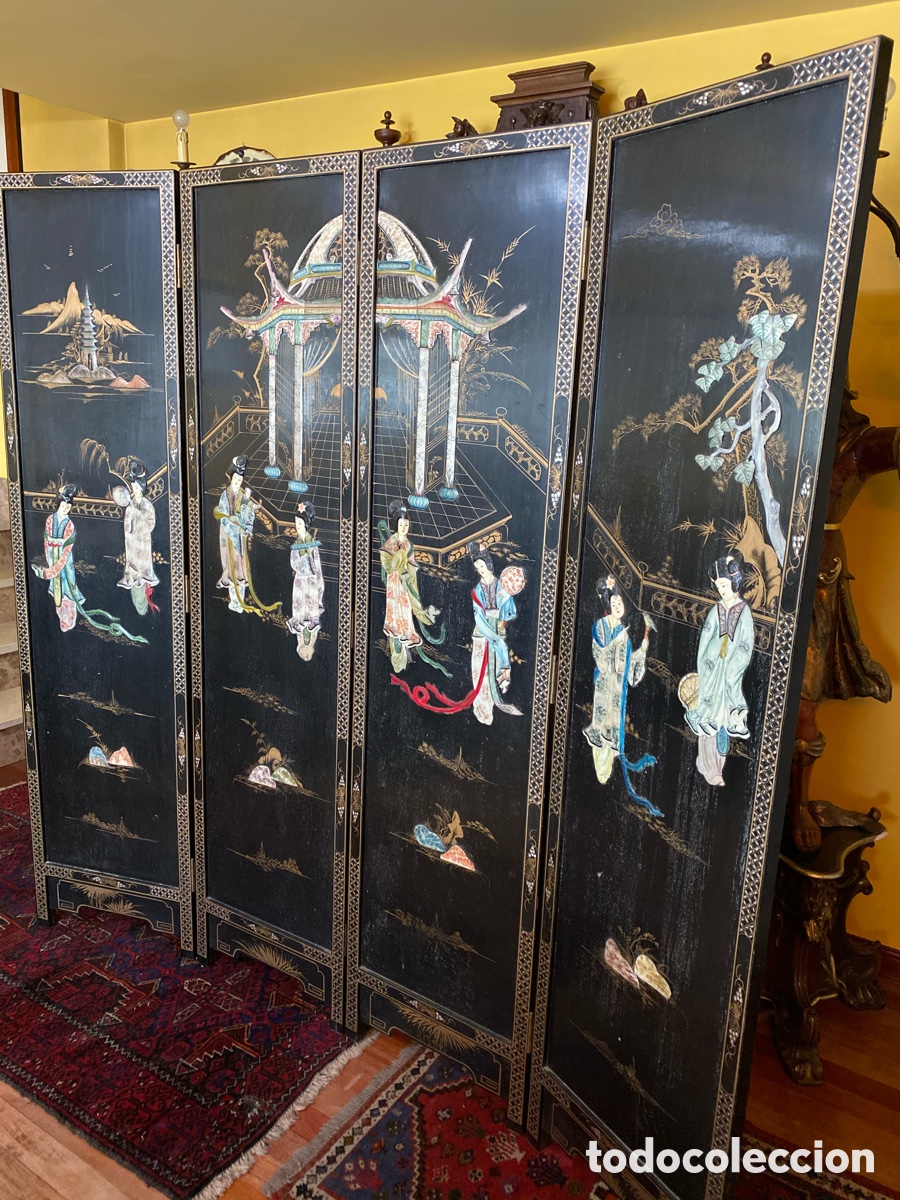 Antig&uuml;edades: Coromandel Biombo Chino XIX - Foto 2