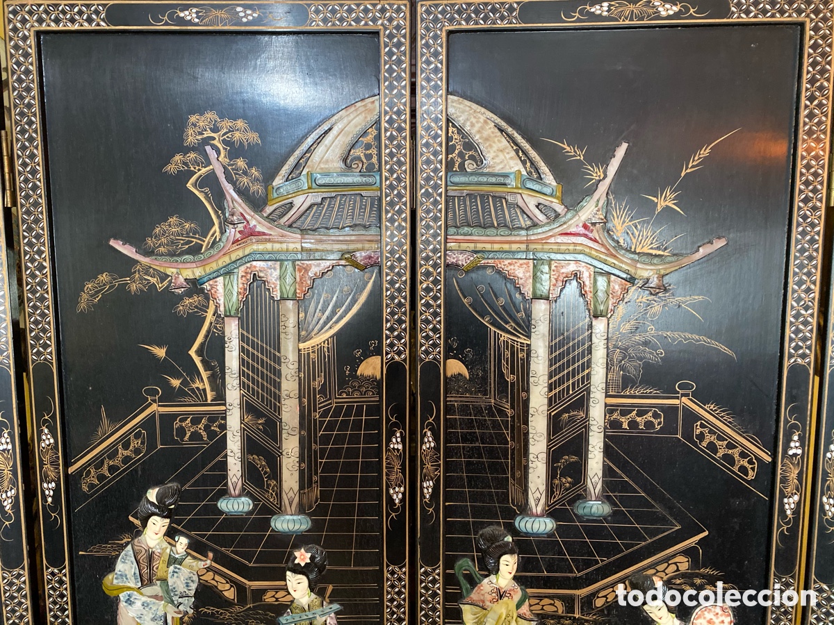 Antig&uuml;edades: Coromandel Biombo Chino XIX - Foto 9
