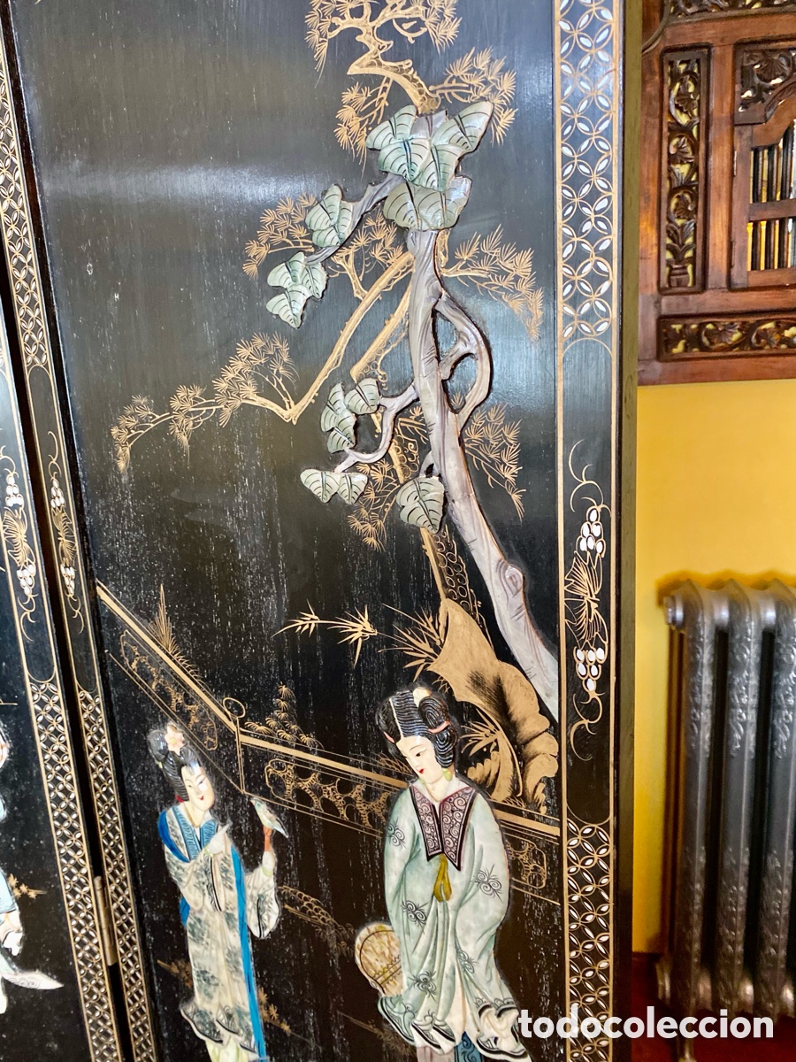 Antig&uuml;edades: Coromandel Biombo Chino XIX - Foto 13