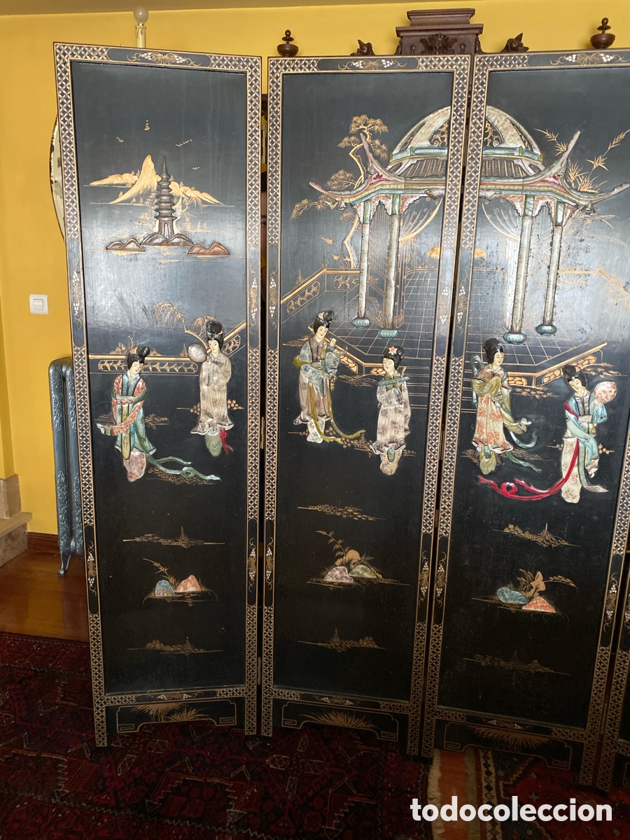 Antig&uuml;edades: Coromandel Biombo Chino XIX - Foto 1