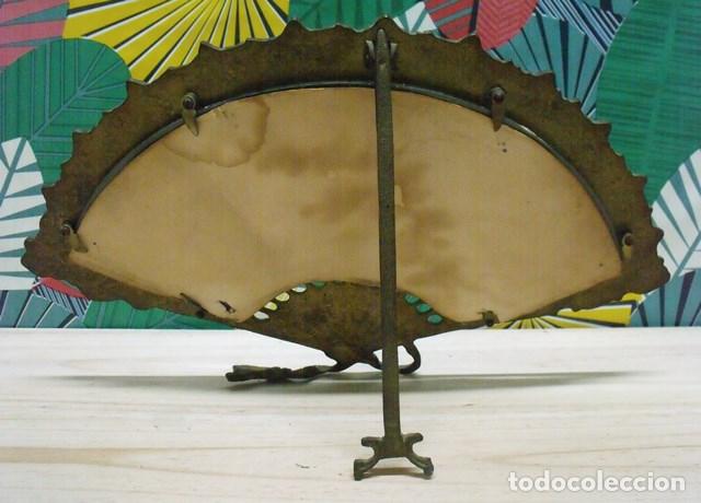 Antig&uuml;edades: Antiguo Abanico Espejo Bronce - Foto 3