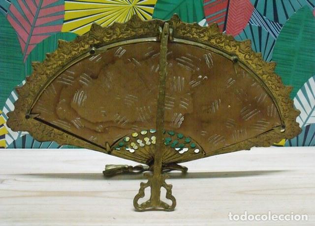 Antig&uuml;edades: Antiguo Abanico Espejo Bronce - Foto 3