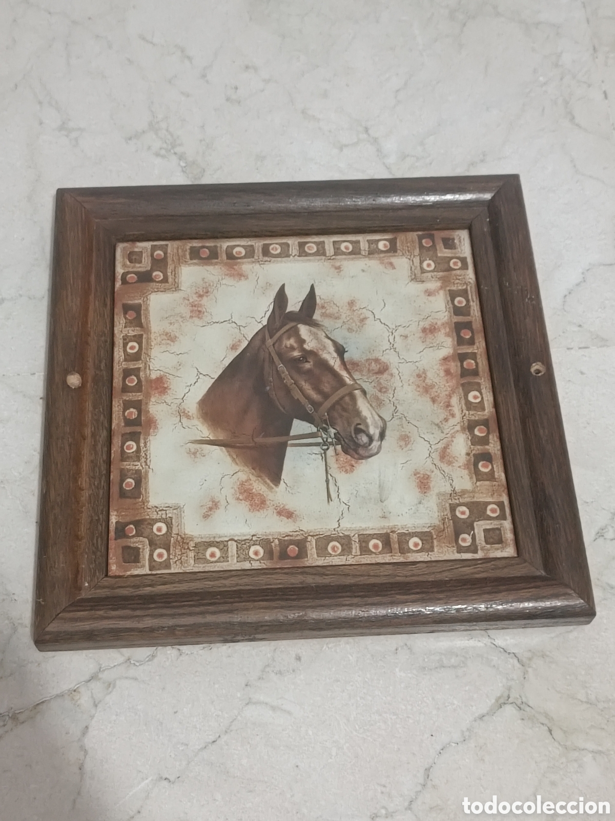 Antig&uuml;edades: Cuadro azulejo caballo - Foto 2