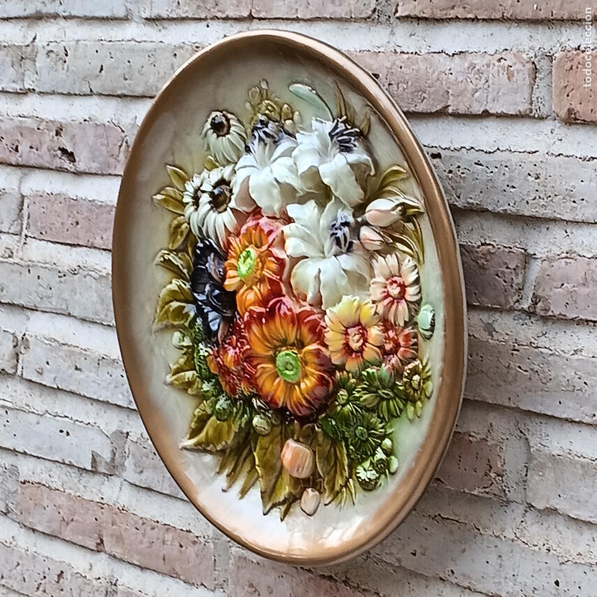 Antig&uuml;edades: TONDO COMPOSICION DE FLORES EN RELIEVE. - 1 - - Foto 3