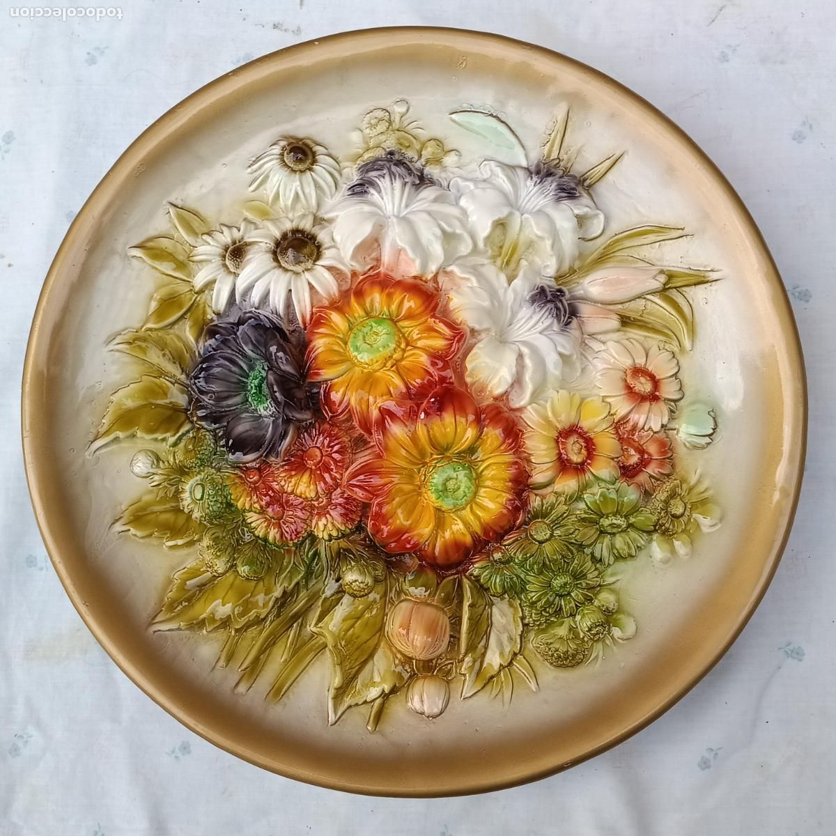 Antig&uuml;edades: TONDO COMPOSICION DE FLORES EN RELIEVE. - 1 - - Foto 4