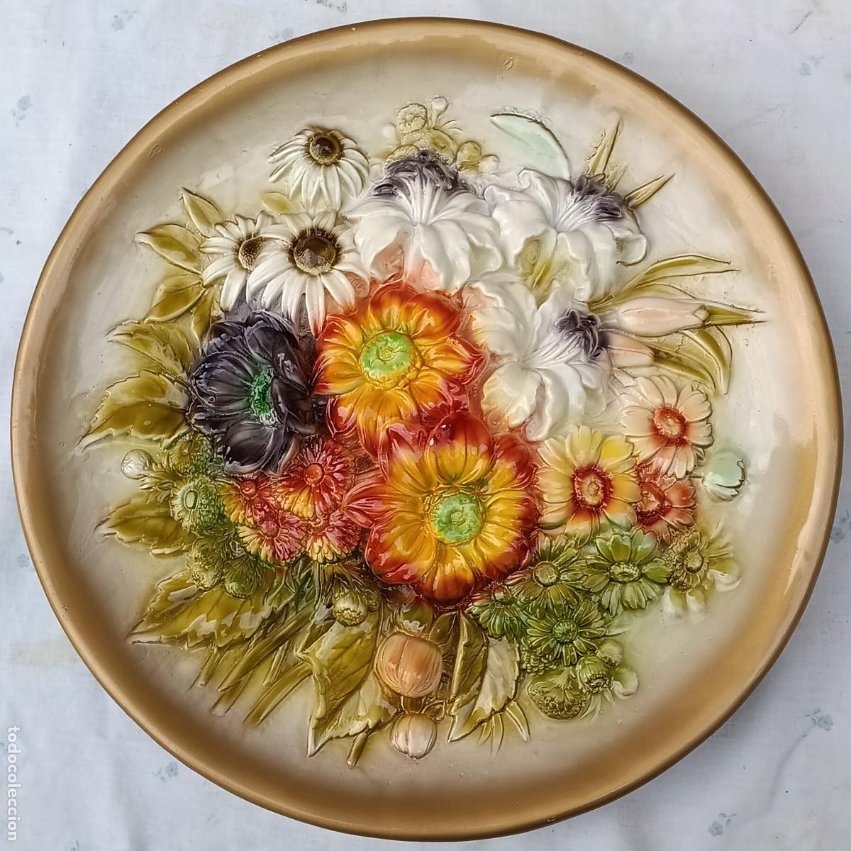 Antig&uuml;edades: TONDO COMPOSICION DE FLORES EN RELIEVE. - 1 - - Foto 5