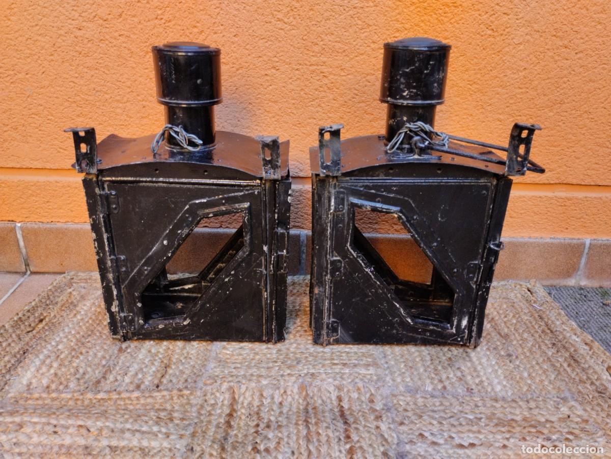 Antig&uuml;edades: Pareja Faroles antiguos Renfe - Foto 1
