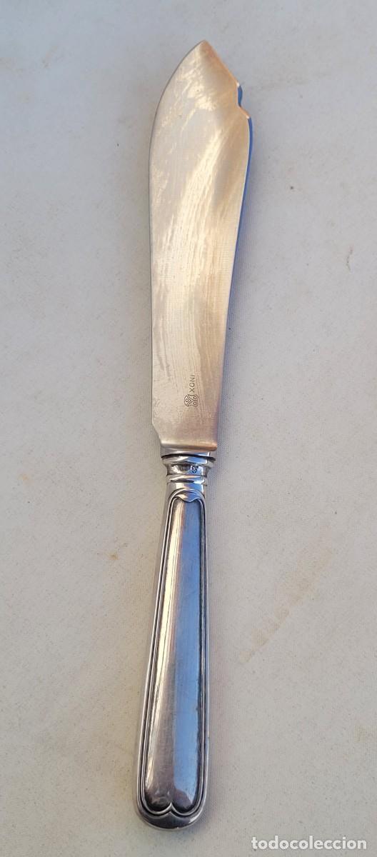 Antig&uuml;edades: Cuchillo de postre con mango de plata 800. anos 1930-1940 - Foto 1