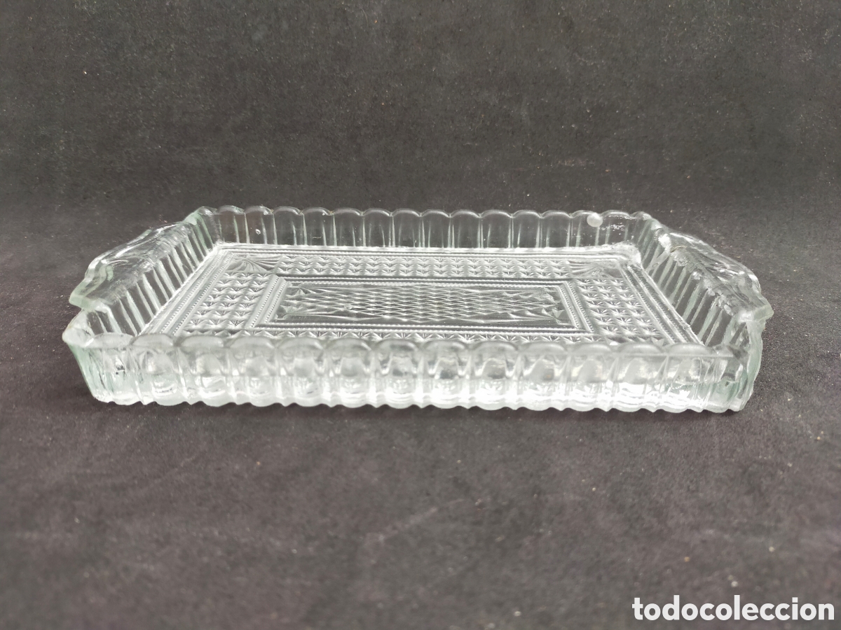 Antig&uuml;edades: BANDEJA DE CRISTAL TALLADO. DECOR GEOMETRICA. - Foto 2