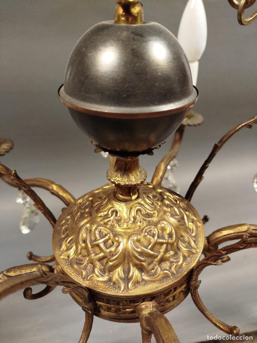 Antig&uuml;edades: LAMPARA DE TECHO DE LATON Y CRISTAL - Foto 7