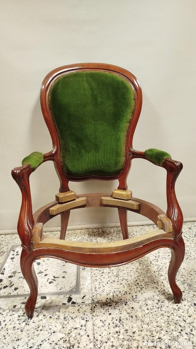 Antig&uuml;edades: BUTACA ISABELINA DE MADERA DE CAOBA - Foto 1