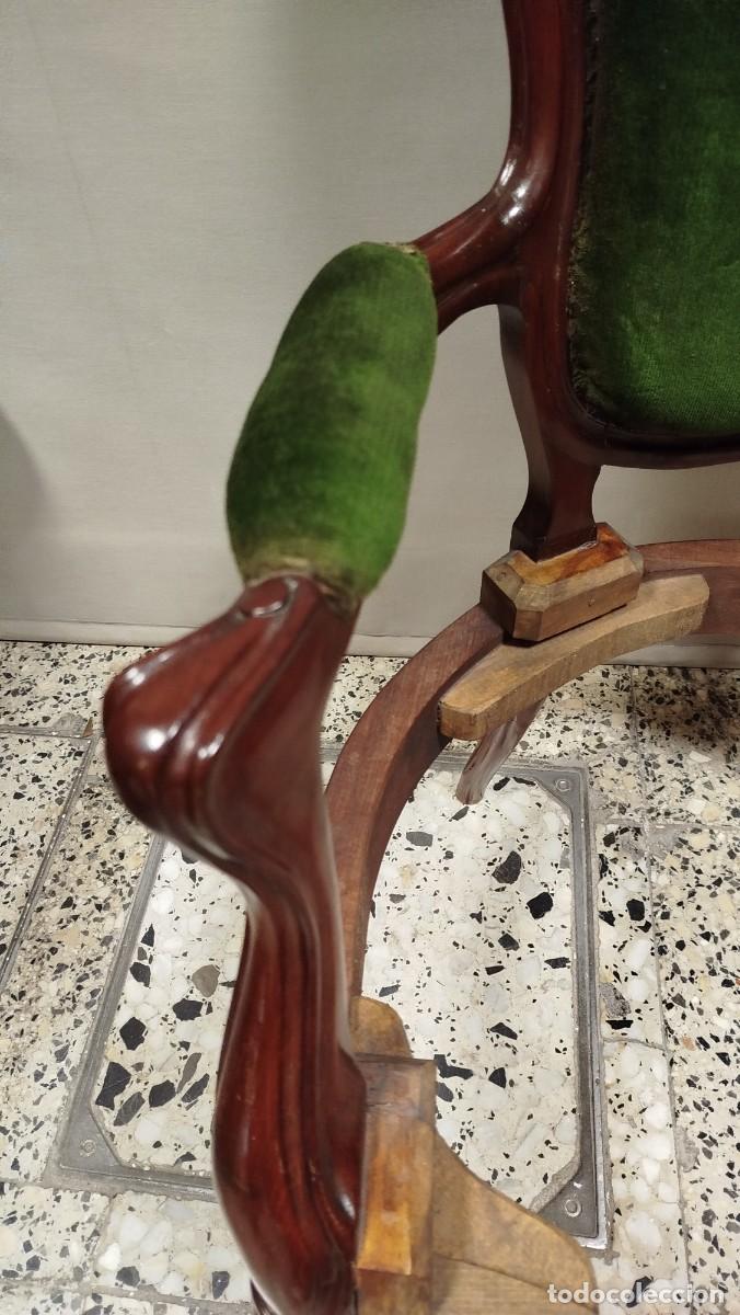 Antig&uuml;edades: BUTACA ISABELINA DE MADERA DE CAOBA - Foto 6