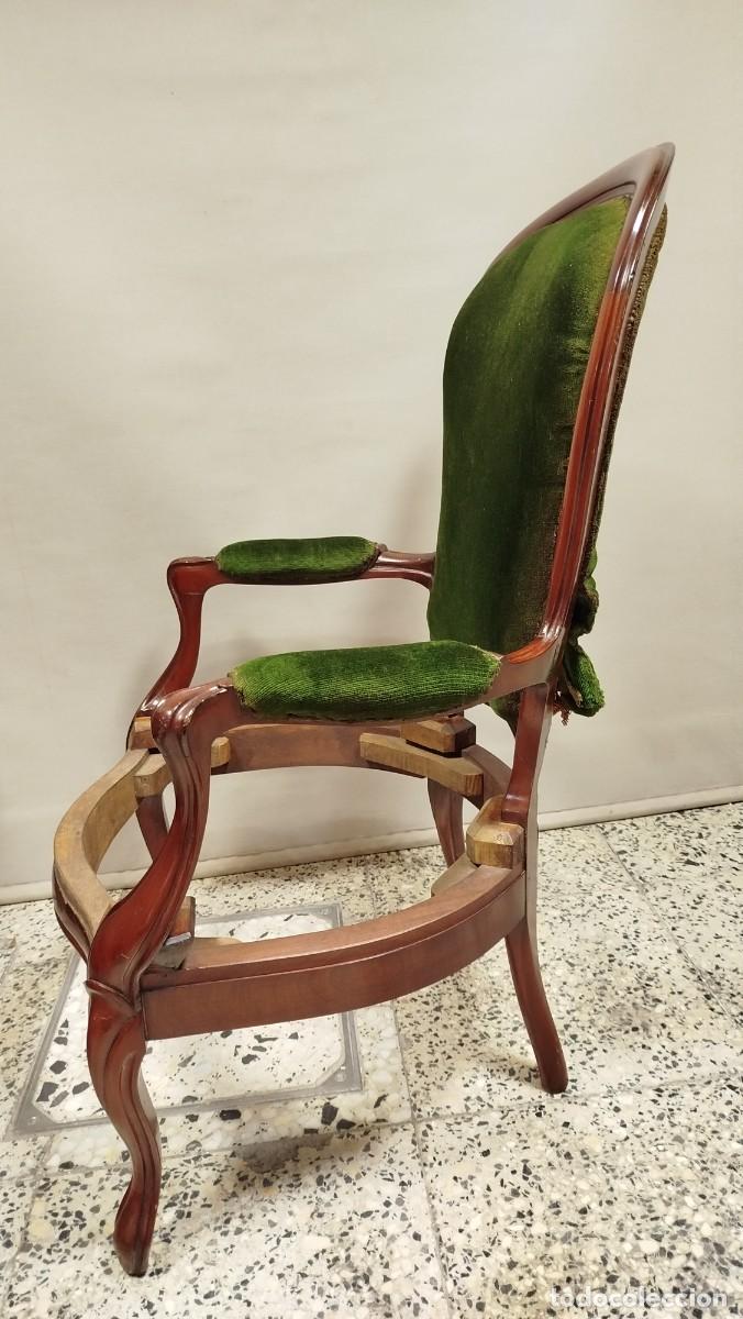 Antig&uuml;edades: BUTACA ISABELINA DE MADERA DE CAOBA - Foto 9