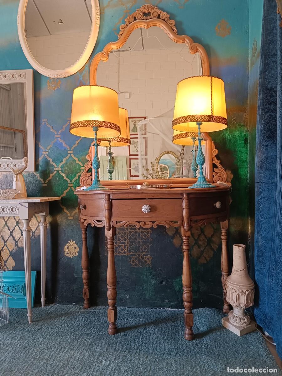 Antig&uuml;edades: Mueble recibidor antiguo con espejo. - Foto 1